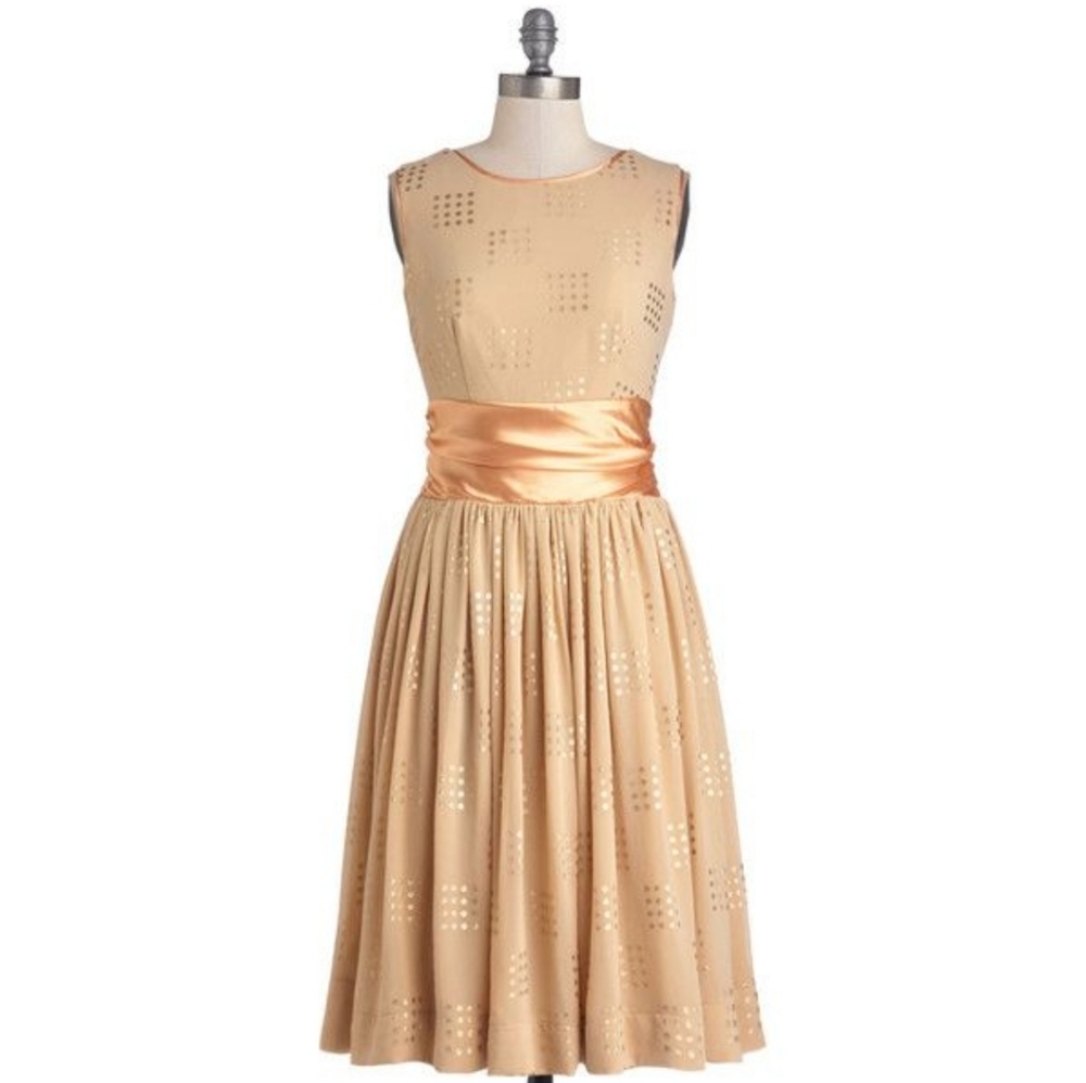 Modcloth Gold Vintage Inspired Geode Dress